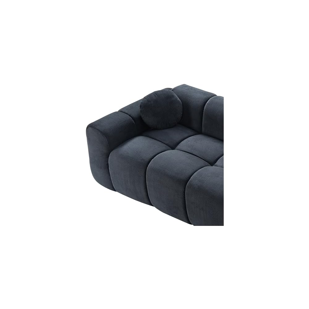 98.4" Cloud Sofa Couches, Comfy Upholstered Corduroy 3-Seater Boneless Marshmallow Couch, Modern Oversized Loveseat Sofa with Pillows for Living Room Apartment Small Spaces, Black
