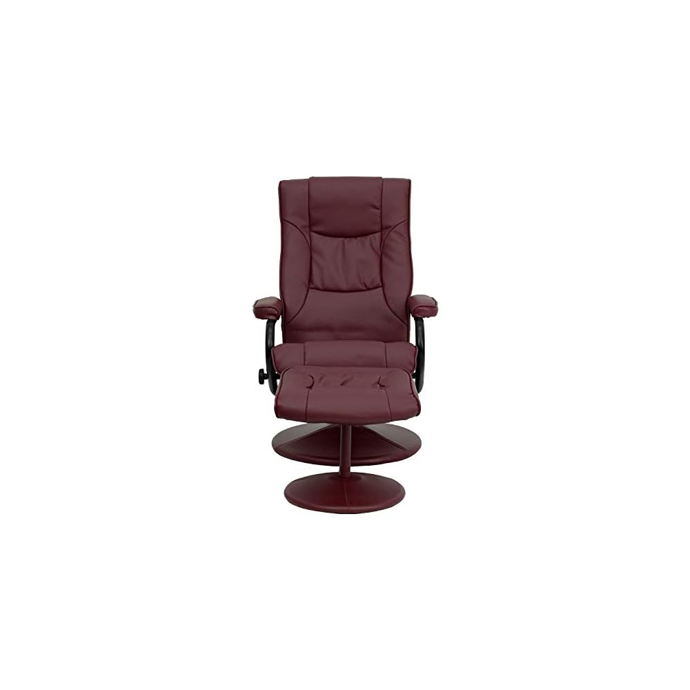 Flash Furniture Rachel Contemporary Multi-Position Recliner and Ottoman with Wrapped Base in Cream LeatherSoft