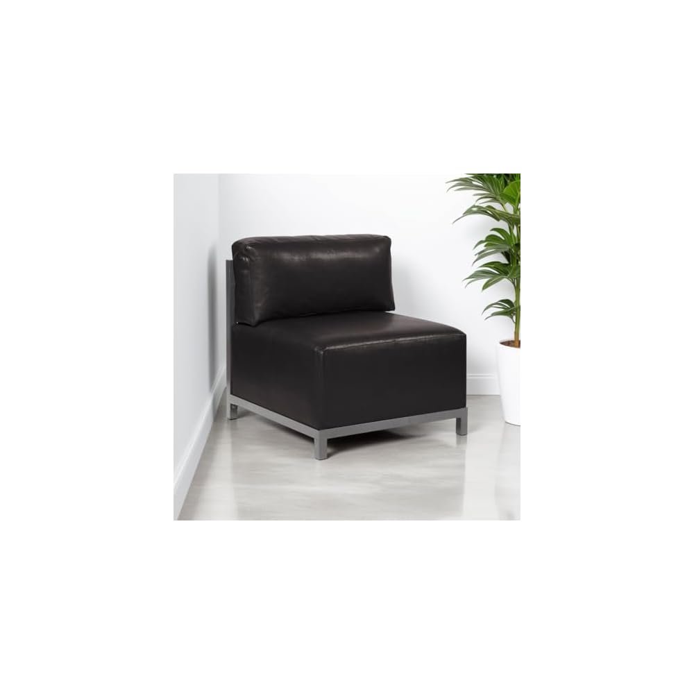 Howard Elliott Collection Axis Chair with Cover for Indoor and Outdoor Seating, Cushioned Titanium Frame Chair for Living Room, Office and Bedroom Use, 30.5 x 32.5 x 30 Inches, Avanti Black