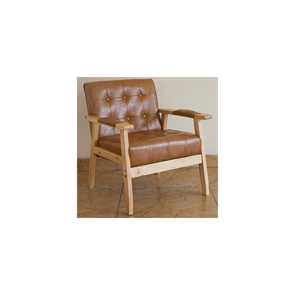 Modern Leather Upholstered Accent Armchair with Armrests for Living Room Dining Chairs Mid Century Sofa Chair with Button Wingback Reading Chair for Bedroom and Reception Room STYL