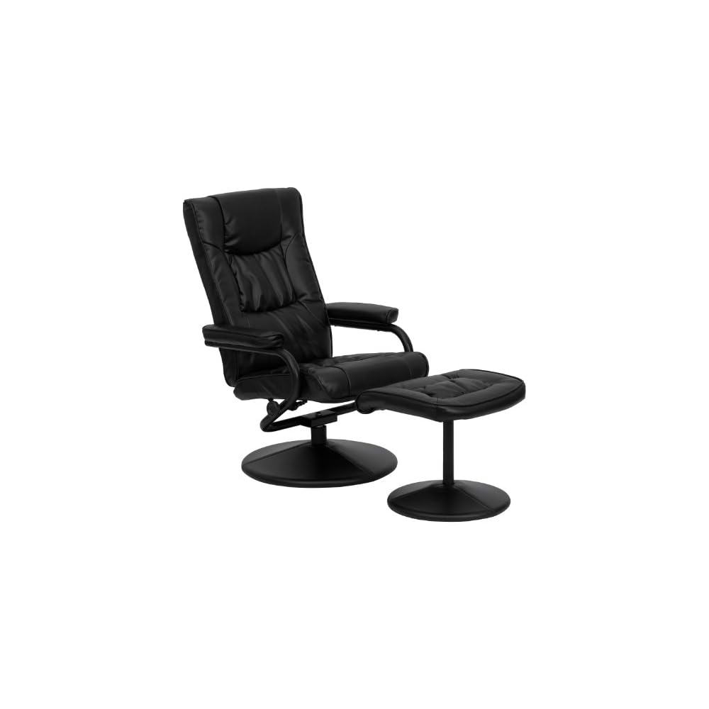 Flash Furniture Rachel Contemporary Multi-Position Recliner and Ottoman with Wrapped Base in Cream LeatherSoft