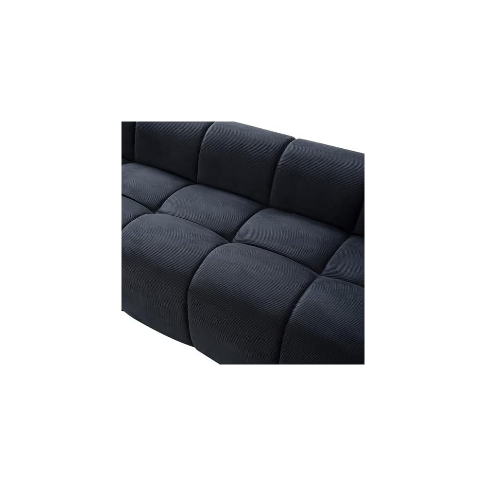 98.4" Cloud Sofa Couches, Comfy Upholstered Corduroy 3-Seater Boneless Marshmallow Couch, Modern Oversized Loveseat Sofa with Pillows for Living Room Apartment Small Spaces, Black