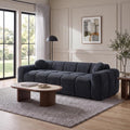 98.4" Cloud Sofa Couches, Comfy Upholstered Corduroy 3-Seater Boneless Marshmallow Couch, Modern Oversized Loveseat Sofa with Pillows for Living Room Apartment Small Spaces, Black